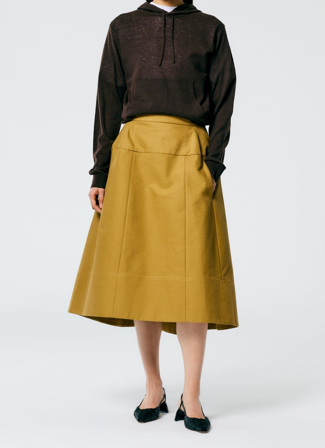 Sculpted Cotton Skirt Tan