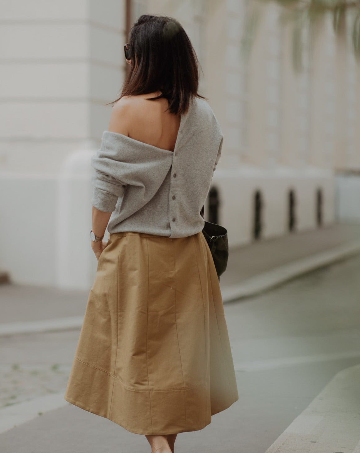 Sculpted Cotton Skirt Tan