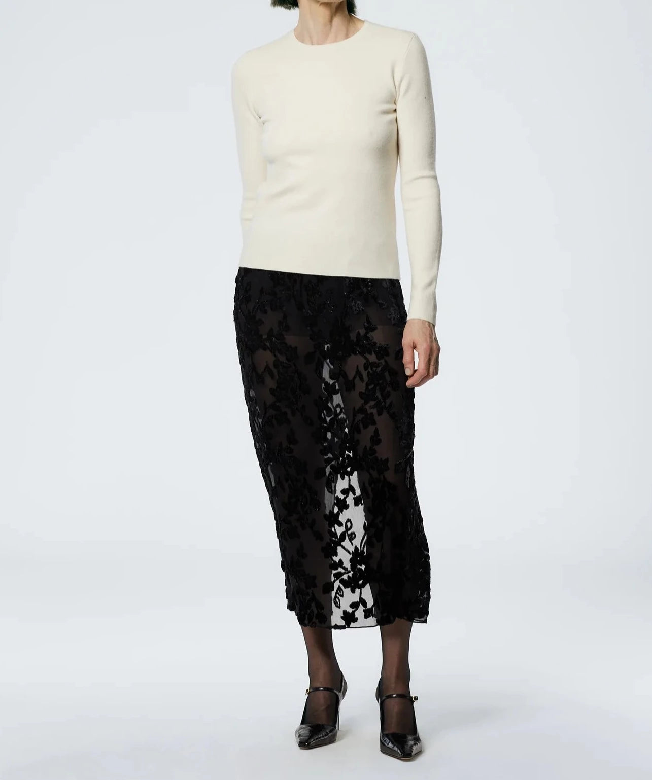 Double Faced Cashmere Long Sleeve Cream