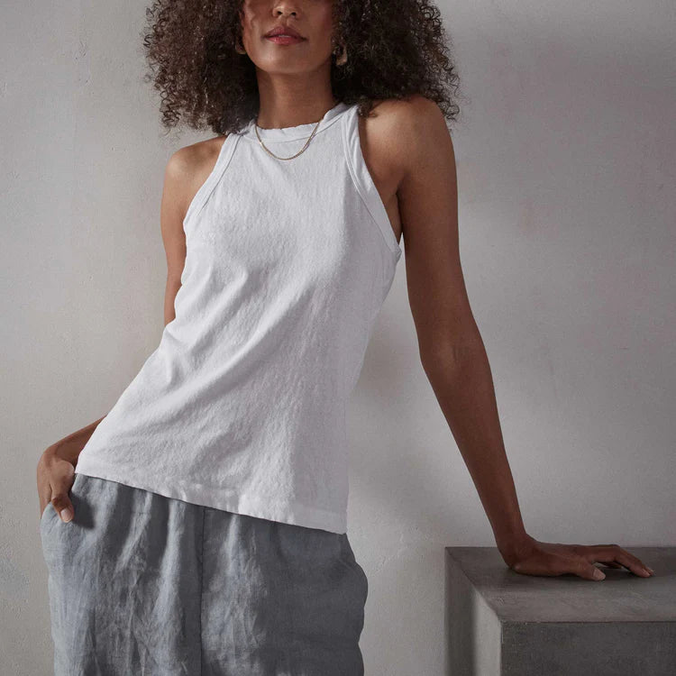 Brushed Jersey Tank White