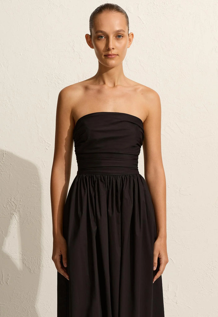 Matteau - Strapless Lace Up Dress in Black