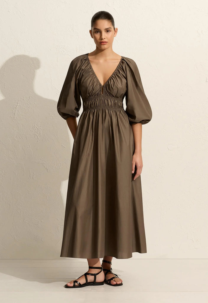 Matteau -  Shirred Plunge Button Dress