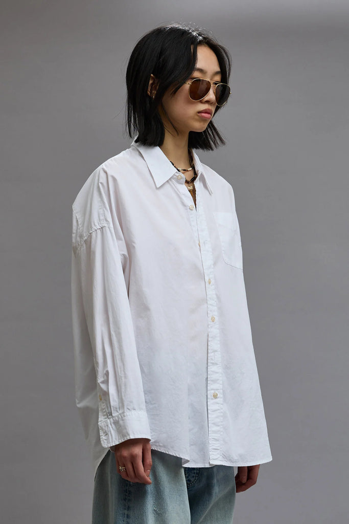 R13 Denim Drop neck Oxford Shirt White