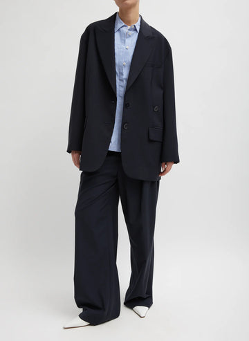 tibi Tropical Wool Liam Blazer in Navy