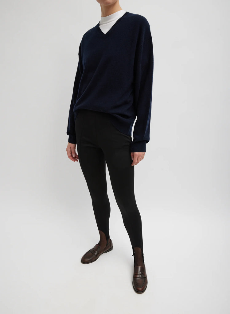 Tibi Washable Cashmere Easy VNeck Sweater in Navy
