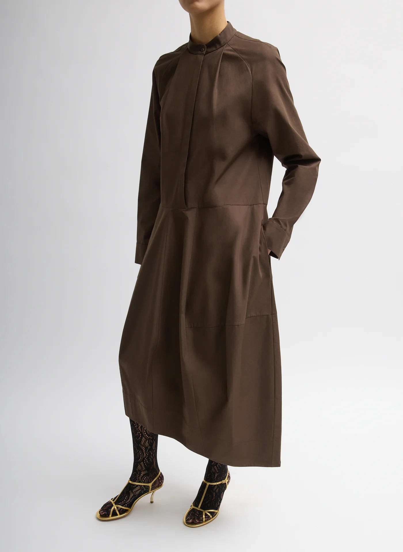 Compact Eco Poplin Ballon Dress Brown Regular – TheStorebySchneeweiss