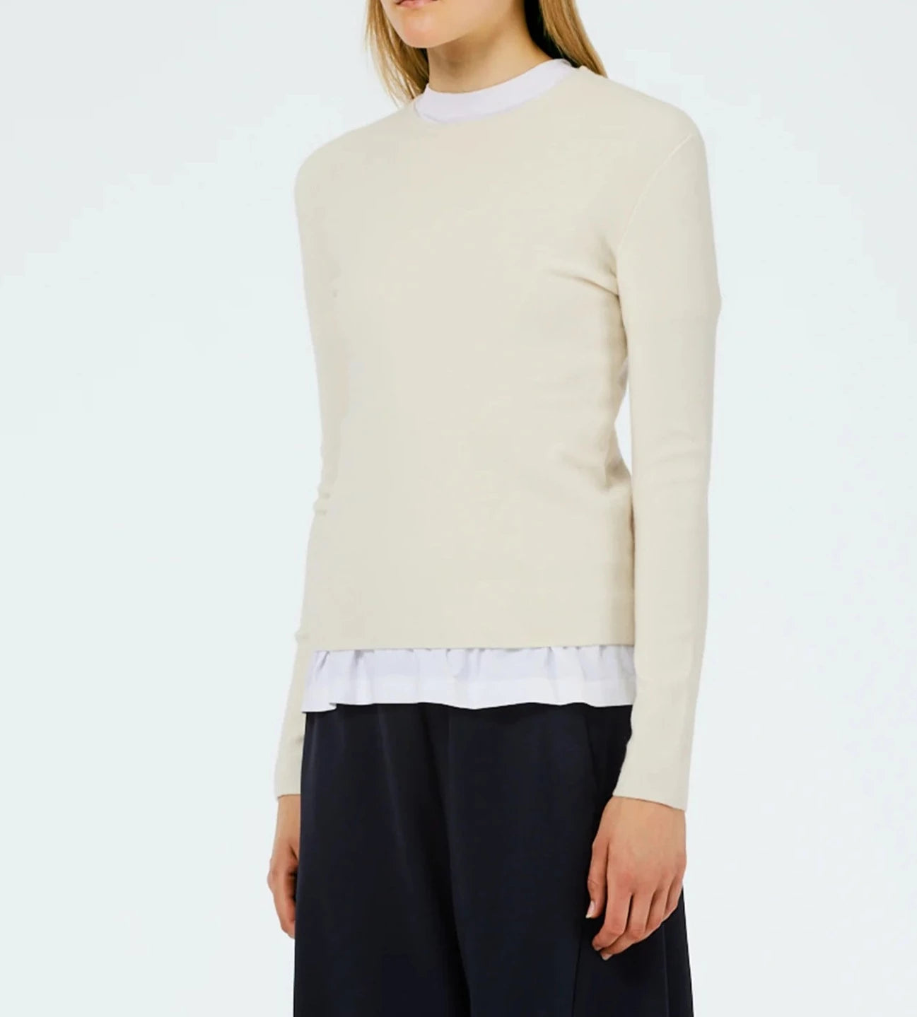 Double Faced Cashmere Long Sleeve Cream