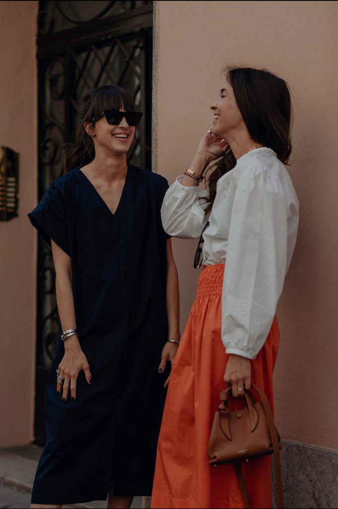 Braid Trim Band Collar Blouse in White - TheStorebySchneeweiss