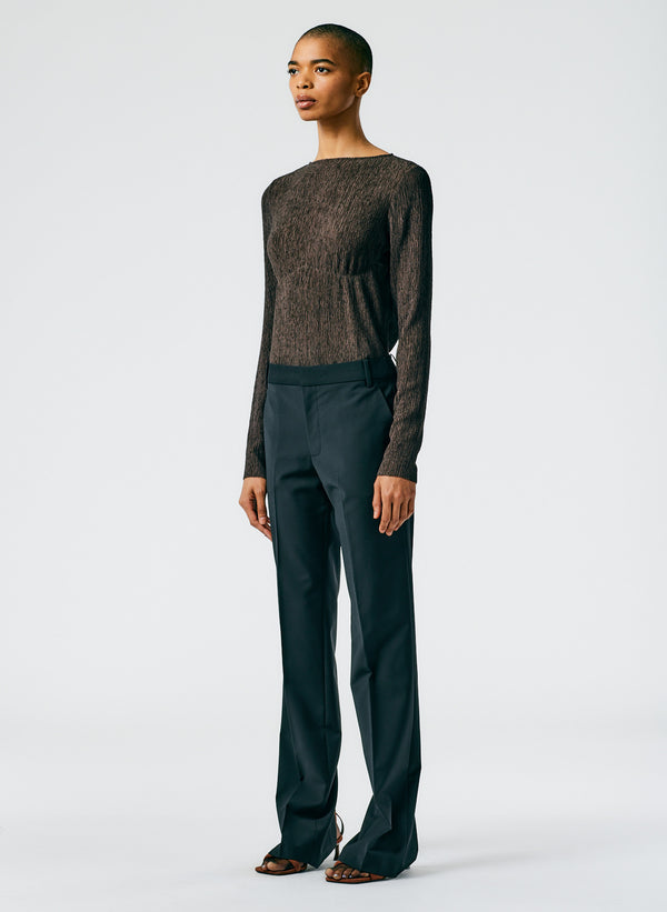 Tropical Wool Elfie Trousers with Slit in Black - TheStorebySchneeweiss