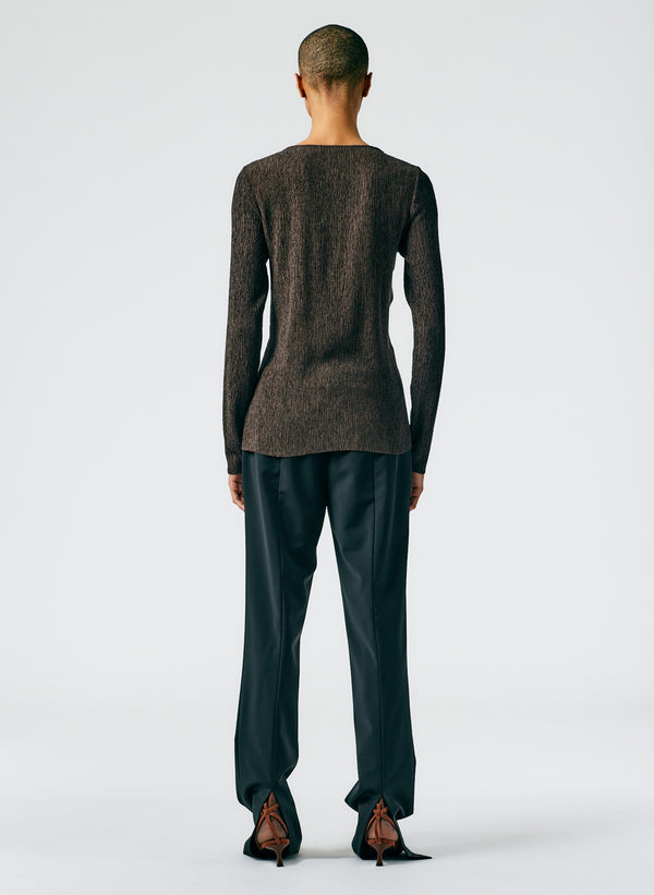 Tropical Wool Elfie Trousers with Slit in Black - TheStorebySchneeweiss