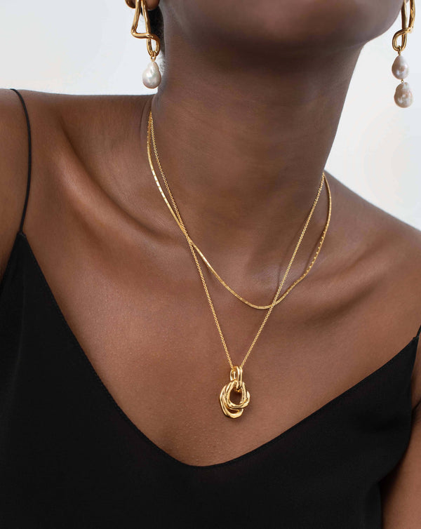 Molten Twisted Double Pendant Necklace - TheStorebySchneeweiss